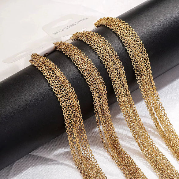 Wholesale Stainless Steel Cross O Shaped Chain Jewelry Accessories 18K Gold Plated Electroplated Handmade