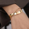 Wholesale Stainless Steel Cross Opening Bracelet With 18K Gold Electroplated Quiet Design And Geometric Style