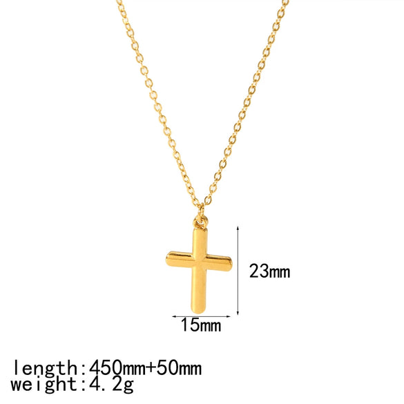 Wholesale Stainless Steel Cross Pendant Necklace Light Luxury Style 18K Gold Plated