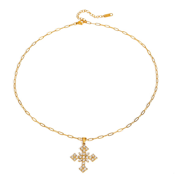 Wholesale Stainless Steel Cross Zircon Clavicle Chain For Women With Electroplating And Geometric Design