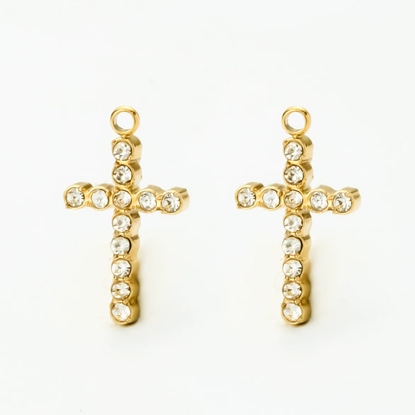 Wholesale Stainless Steel Cross Zircon Pendant Jewelry Accessories With Electroplating And Handmade Clavicle Chain