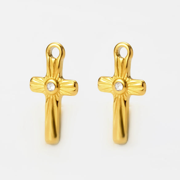 Wholesale Stainless Steel Cross Zircon Pendant Jewelry Accessories With Electroplating And Handmade Clavicle Chain