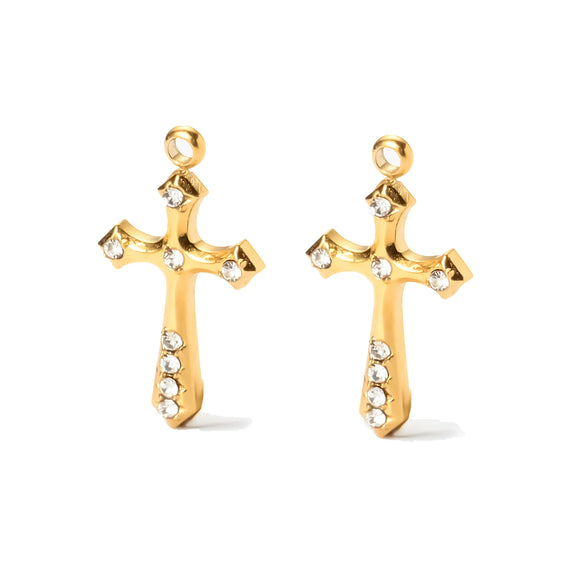 Wholesale Stainless Steel Cross Zircon Pendant Jewelry Accessories With Electroplating And Handmade Clavicle Chain