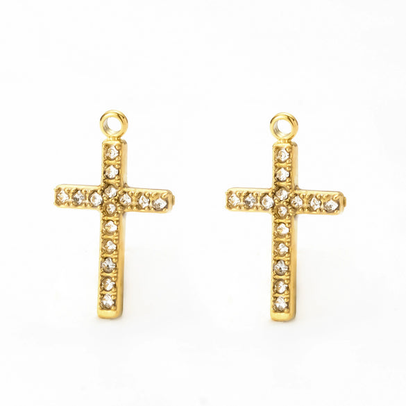 Wholesale Stainless Steel Cross Zircon Pendant Jewelry Accessories With Electroplating And Handmade Clavicle Chain