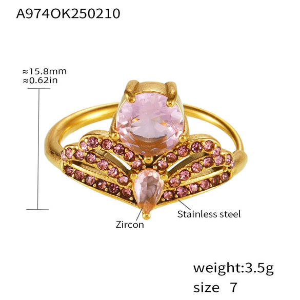 Wholesale Stainless Steel Crown Pattern Women's Ring With Electroplating