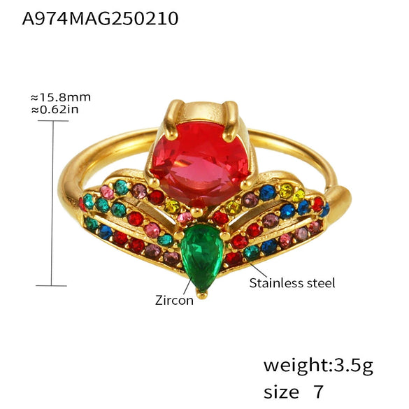 Wholesale Stainless Steel Crown Pattern Women's Ring With Electroplating