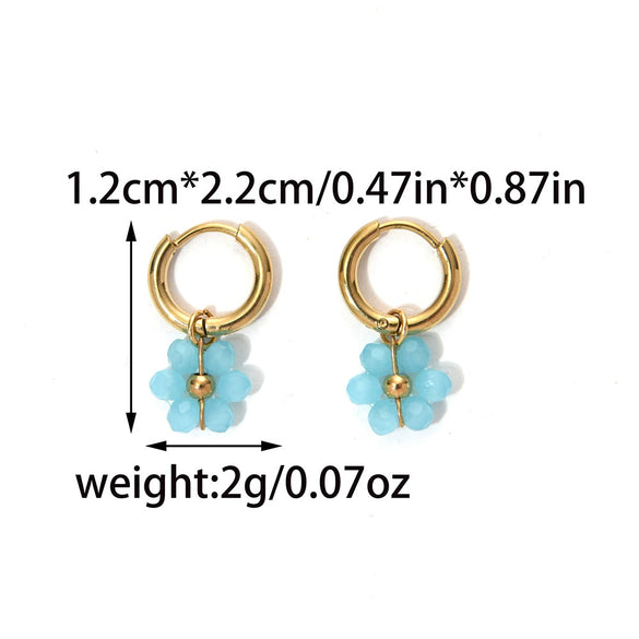 Wholesale Stainless Steel Crystal Flower Beaded Earrings With Electroplating Processing