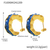 Wholesale 316L Stainless Steel Crystal Geometric Ctype Earrings Pvd Goldplated