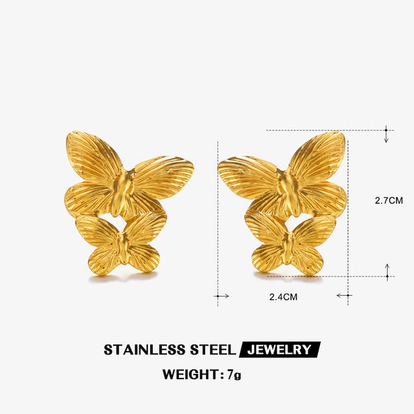 Wholesale Stainless Steel Cshaped And Loveshaped Exaggerated Hollow Electroplated Ladies Hiphop Style Earrings