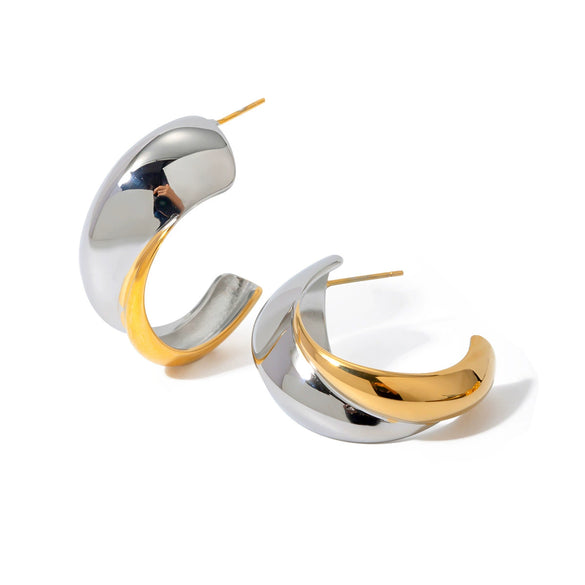 Wholesale Stainless Steel Cshaped And Ushaped Light Luxury Simple Niche Women's Earrings With Electroplating Gold And Silver Colormatching