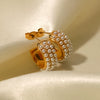 Wholesale Stainless Steel Cshaped Geometric Style Pearl Earrings For Women