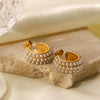 Wholesale Stainless Steel Cshaped Geometric Style Pearl Earrings For Women