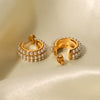 Wholesale Stainless Steel Cshaped Geometric Style Pearl Earrings For Women