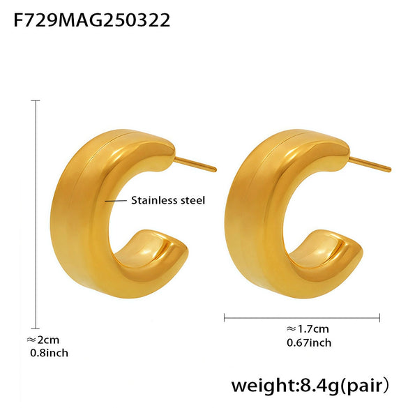 Wholesale Stainless Steel Cshaped Geometric Ushaped Electroplated Light Luxury Women's Earrings