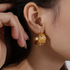 Wholesale 316L Stainless Steel Cshaped Inlaid Rhinestone Imitation Pearl Electroplated Women's Earrings Retro Style