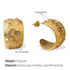 Wholesale 316L Stainless Steel Cshaped Inlaid Rhinestone Imitation Pearl Electroplated Women's Earrings Retro Style