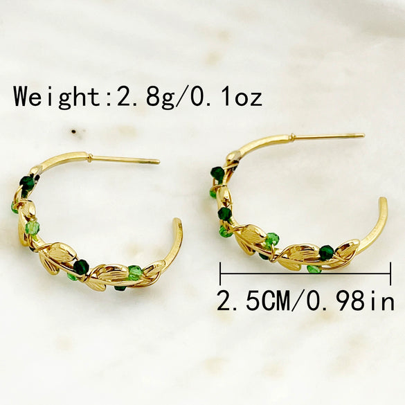 Wholesale Stainless Steel Cshaped Pearl Earrings With Geometric Pattern And Pastoral Style Electroplated