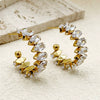 Wholesale Stainless Steel Cshaped Pearl Earrings With Geometric Pattern And Pastoral Style Electroplated