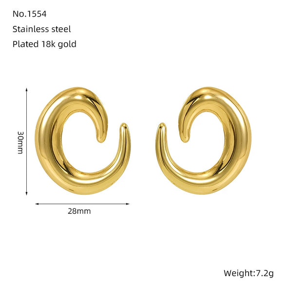 Wholesale 316L Stainless Steel Cshaped Retro Style Electroplated Women's Earrings