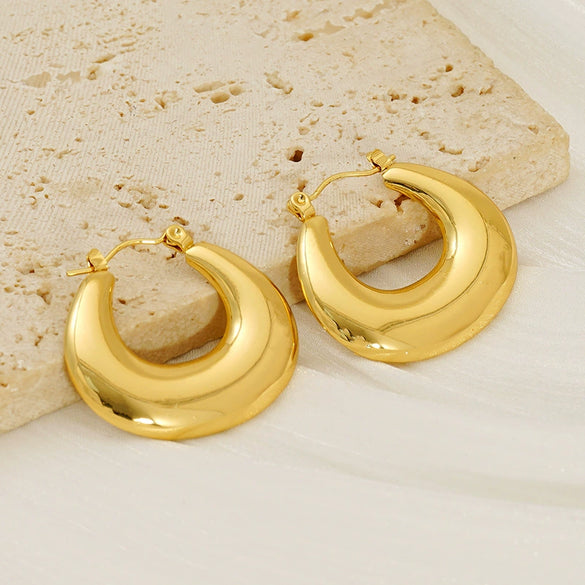 Wholesale 316L Stainless Steel Cshaped Retro Style Electroplated Women's Earrings