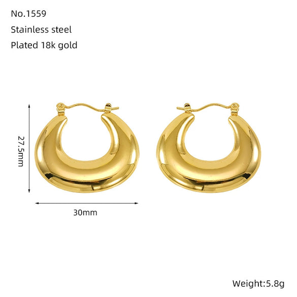 Wholesale 316L Stainless Steel Cshaped Retro Style Electroplated Women's Earrings