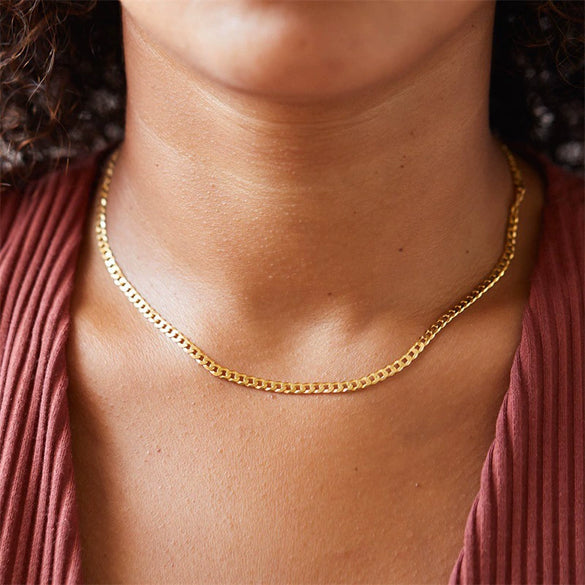 Wholesale Stainless Steel Cuban Chain Necklace For Men And Women 14K Gold Plated U Shape Street Hip Hop Style