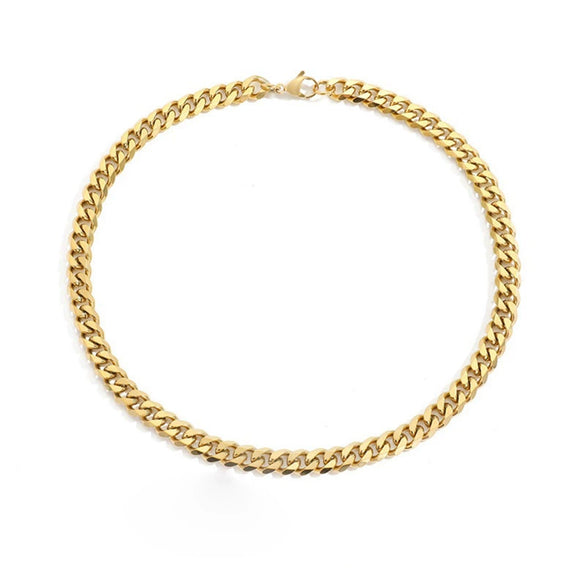 Wholesale Stainless Steel Cuban Chain Necklace For Men And Women 14K Gold Plated U Shape Street Hip Hop Style