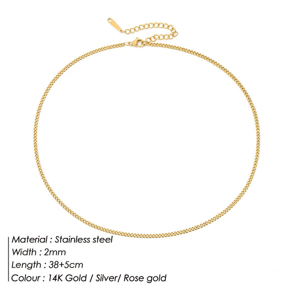 Wholesale Stainless Steel Cuban Chain Necklace For Men And Women 14K Gold Plated U Shape Street Hip Hop Style