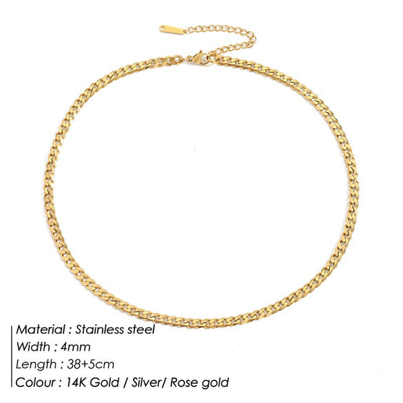 Wholesale Stainless Steel Cuban Chain Necklace For Men And Women 14K Gold Plated U Shape Street Hip Hop Style