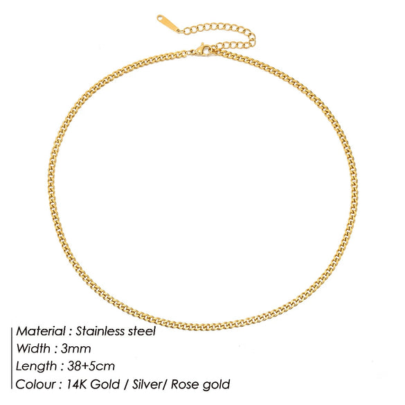 Wholesale Stainless Steel Cuban Chain Necklace For Men And Women 14K Gold Plated U Shape Street Hip Hop Style