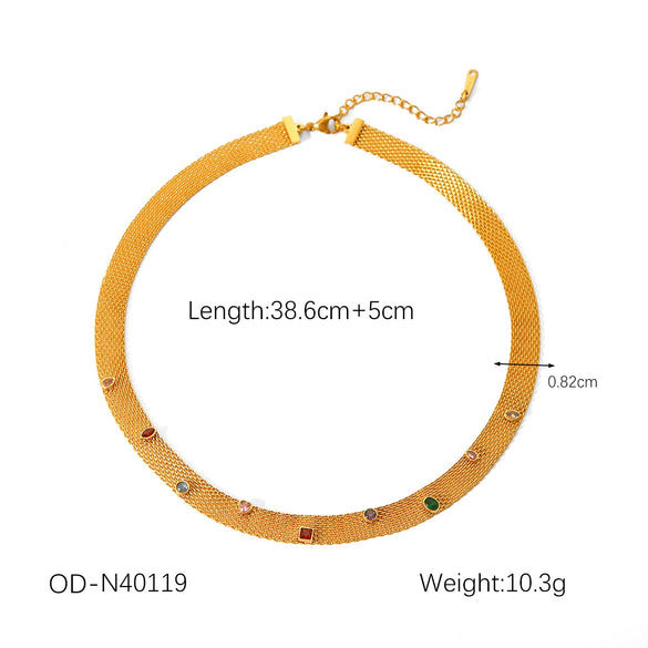 Wholesale Stainless Steel Cuban Chain Necklace With Geometric Design Pvd Vacuum Plated