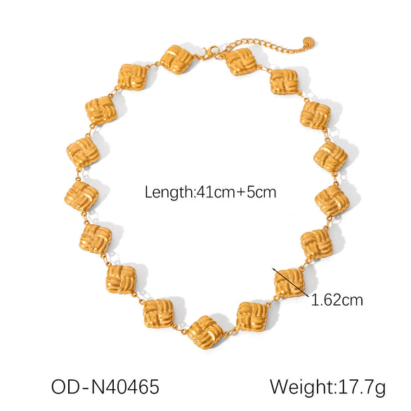 Wholesale Stainless Steel Cuban Chain Necklace With Geometric Design Pvd Vacuum Plated