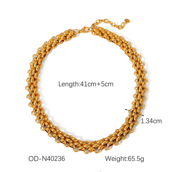 Wholesale Stainless Steel Cuban Chain Necklace With Geometric Design Pvd Vacuum Plated