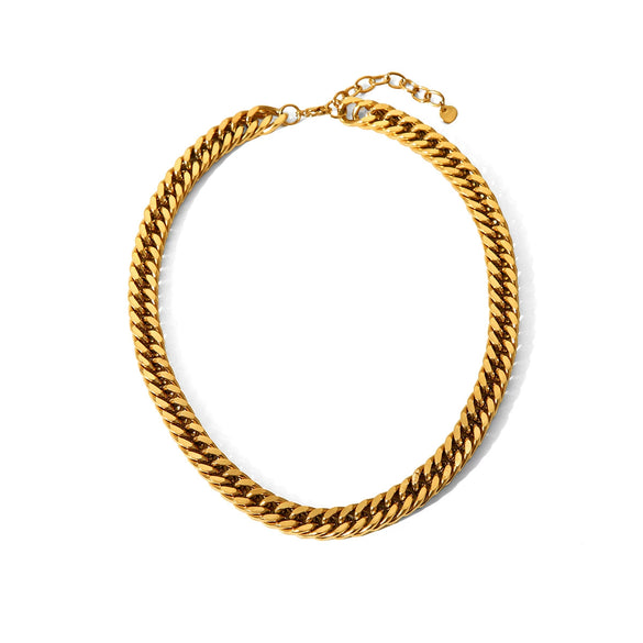 Wholesale Stainless Steel Cuban Chain Necklace With Geometric Design Pvd Vacuum Plated