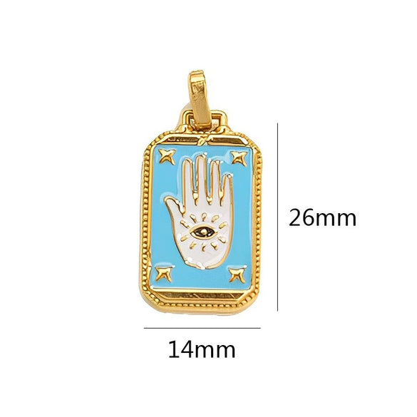 Wholesale Stainless Steel Cuboid Enamel Oil Tarot Pendant Jewelry Accessories With Vacuum Gold Plated Electroplating