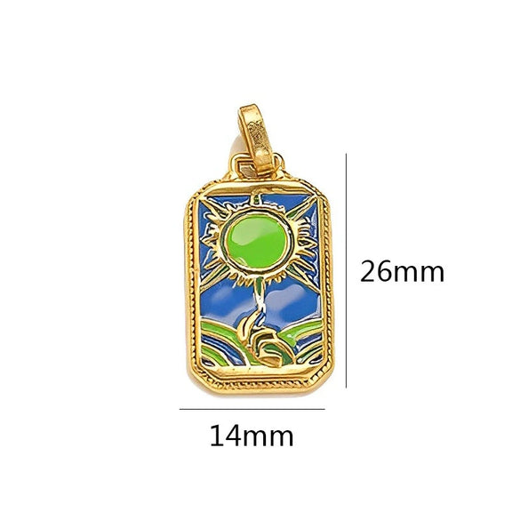 Wholesale Stainless Steel Cuboid Enamel Oil Tarot Pendant Jewelry Accessories With Vacuum Gold Plated Electroplating