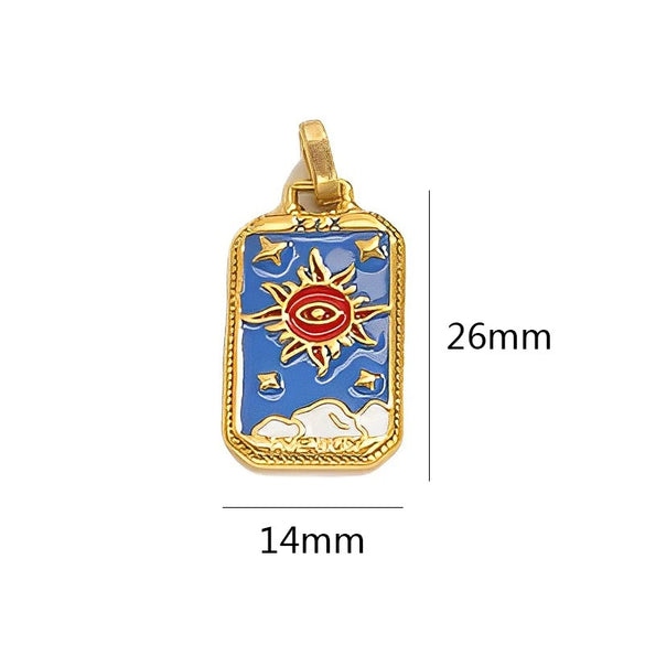 Wholesale Stainless Steel Cuboid Enamel Oil Tarot Pendant Jewelry Accessories With Vacuum Gold Plated Electroplating