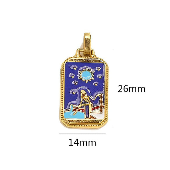 Wholesale Stainless Steel Cuboid Enamel Oil Tarot Pendant Jewelry Accessories With Vacuum Gold Plated Electroplating