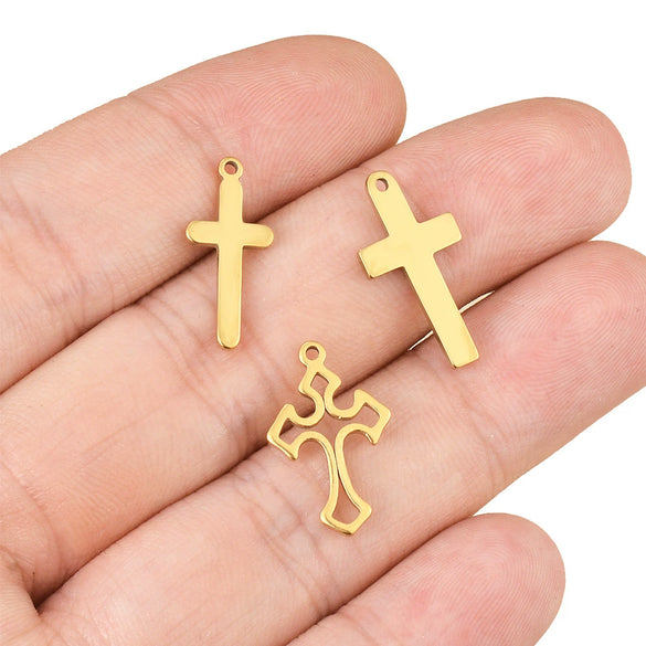 Wholesale Stainless Steel Cut Hollow Cross Jewelry Accessories For Diy Earrings And Bracelet Material