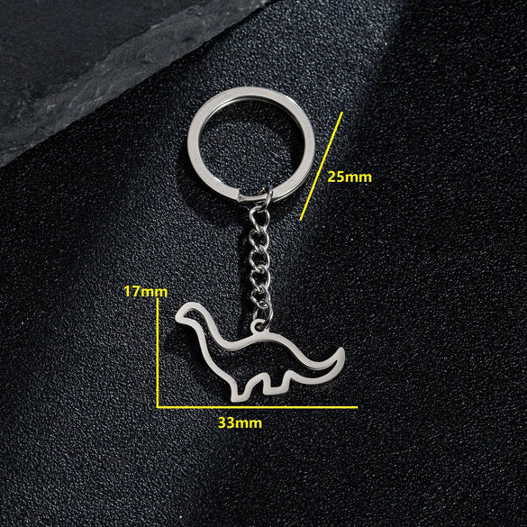 Wholesale Stainless Steel Cut Out Origami Cartoon Dinosaur Pendant Keychain With Electroplating And Small Animal Patterns