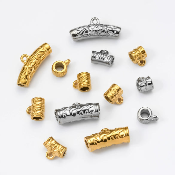 Wholesale Stainless Steel Cylindrical Drum Beads Electroplated Pendant Necklace