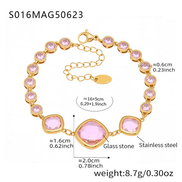 Wholesale Stainless Steel Czech Glass Geometric Anklet For Women Simple Style Luxury Foot Accessories