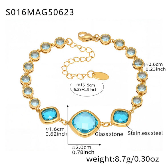 Wholesale Stainless Steel Czech Glass Geometric Anklet For Women Simple Style Luxury Foot Accessories