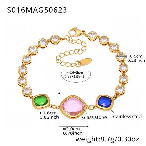 Wholesale Stainless Steel Czech Glass Geometric Anklet For Women Simple Style Luxury Foot Accessories