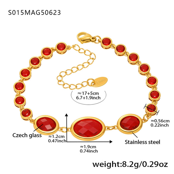 Wholesale Stainless Steel Czech Glass Geometric Anklet For Women Simple Style Luxury Foot Accessories