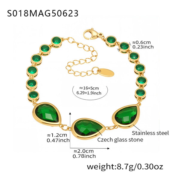 Wholesale Stainless Steel Czech Glass Geometric Anklet For Women Simple Style Luxury Foot Accessories