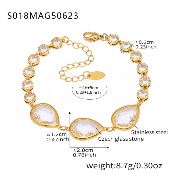 Wholesale Stainless Steel Czech Glass Geometric Anklet For Women Simple Style Luxury Foot Accessories