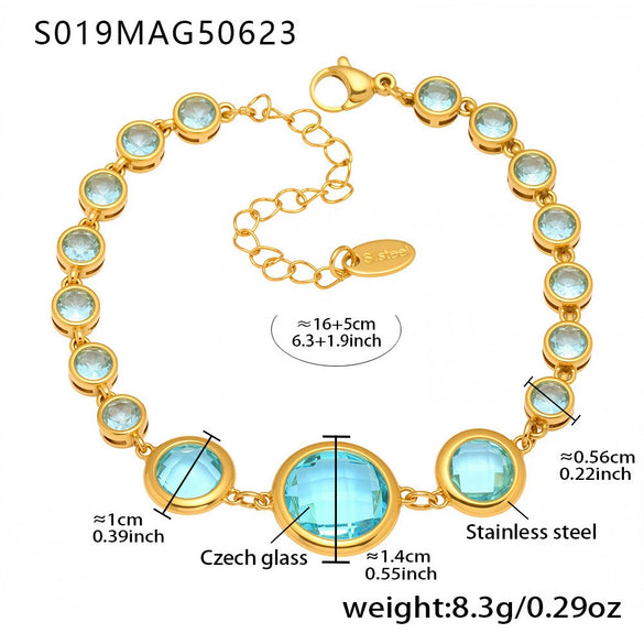 Wholesale Stainless Steel Czech Glass Geometric Anklet For Women Simple Style Luxury Foot Accessories