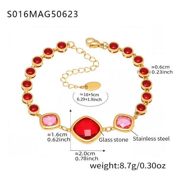 Wholesale Stainless Steel Czech Glass Geometric Anklet For Women Simple Style Luxury Foot Accessories