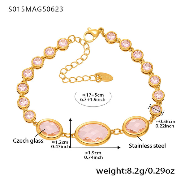 Wholesale Stainless Steel Czech Glass Geometric Anklet For Women Simple Style Luxury Foot Accessories